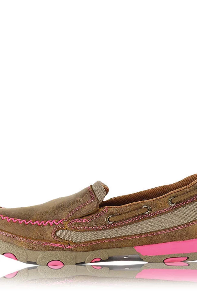 Twisted X Women's Breast Cancer Awareness Pink Ribbon Slip On Mocs Low