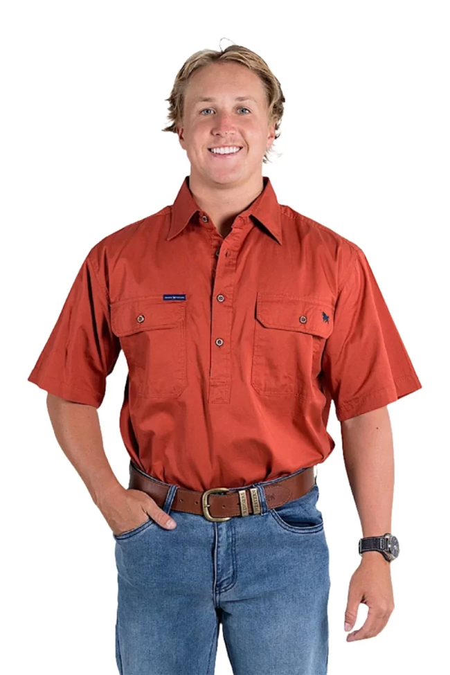 Ringers Western Pack Saddle Men's Short Sleeve Half Button Work Shirt
