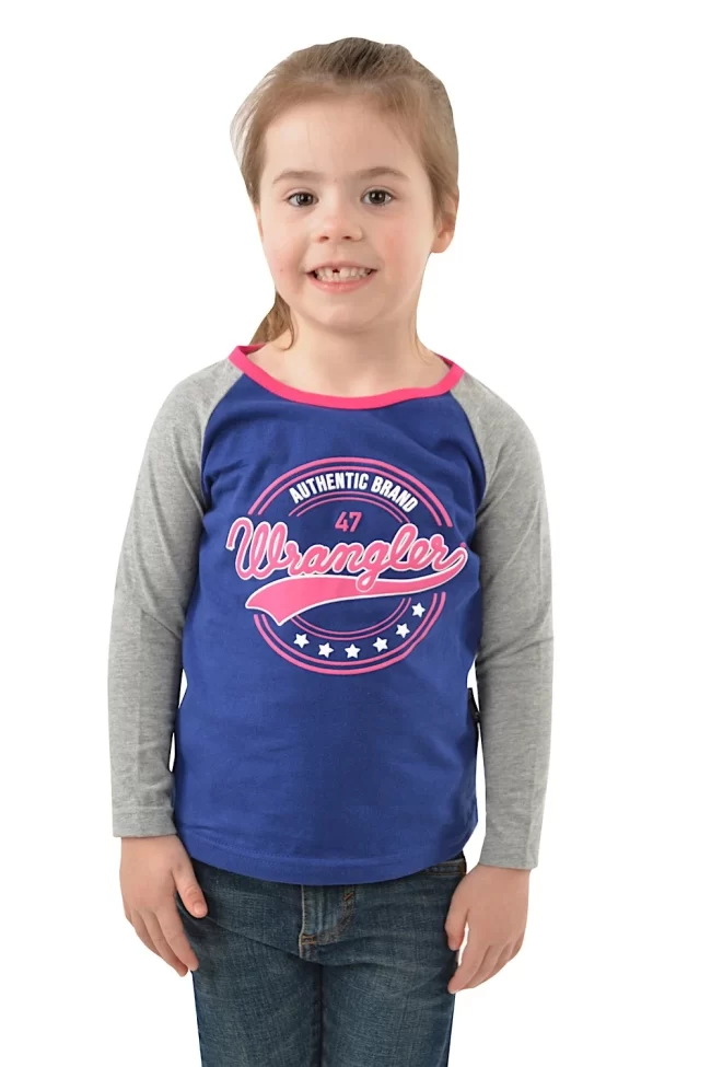 Wrangler Girls Sierra L/S Baseball Raglan Tee