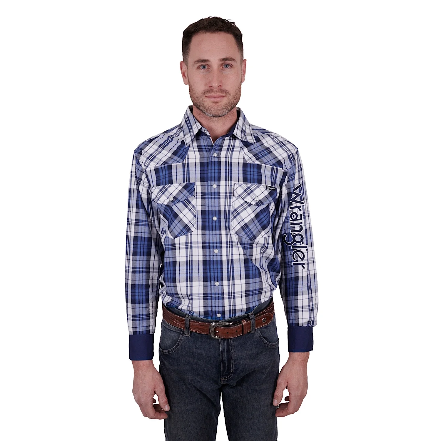 Wrangler Mens Albert Check Logo Western L/S Shirt