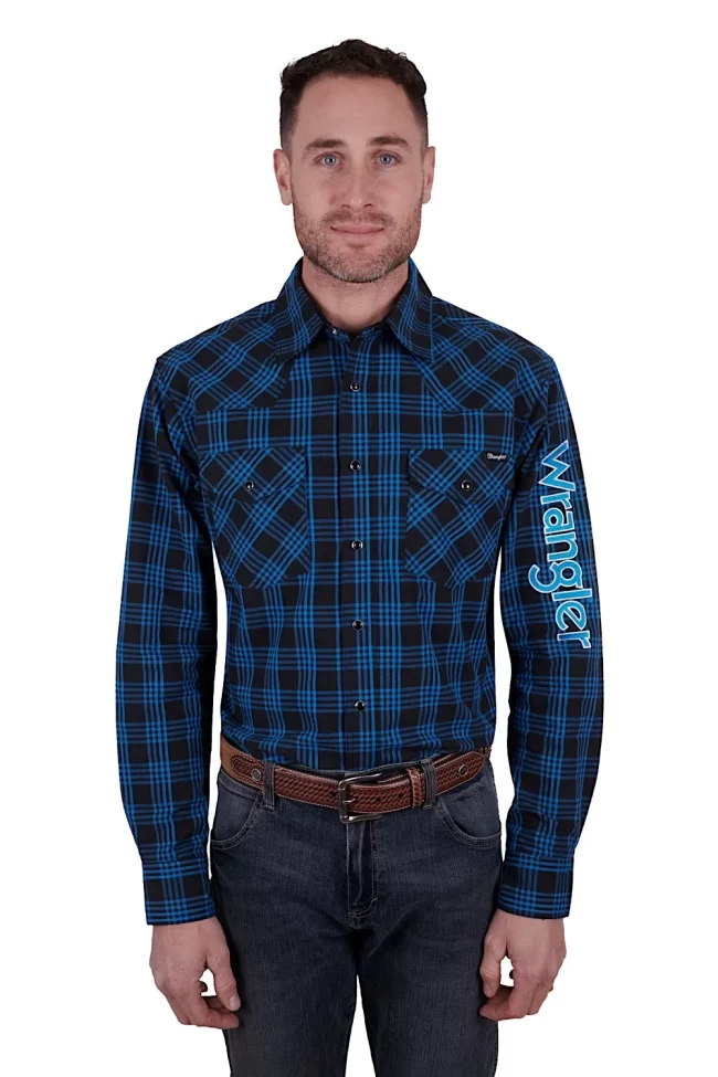 Wrangler Men's Betts Print Logo Western Shirt