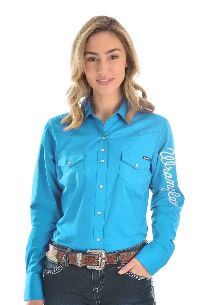 Wrangler Womens Logo L/S Drill Shirt