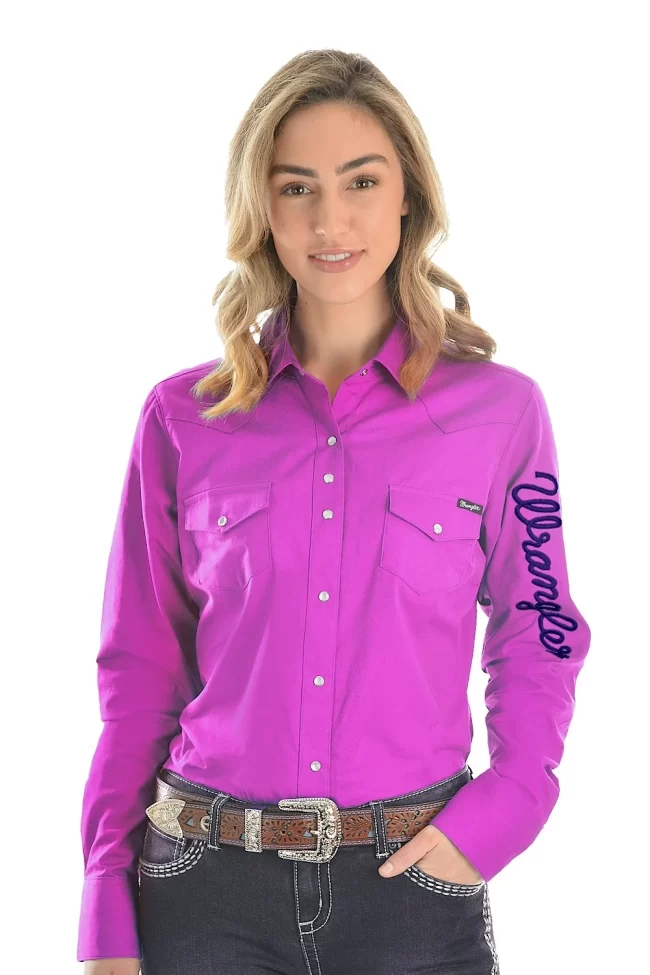 Wrangler Womens Logo L/S Drill Shirt