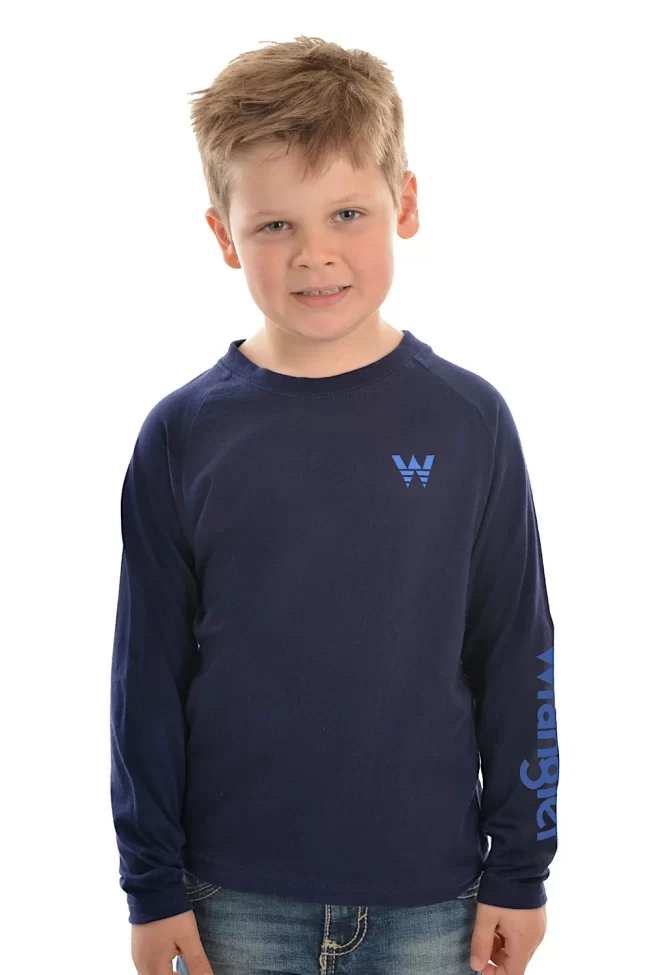 Wrangler Boys Sleeve Logo Raglan Long Sleeve Tee