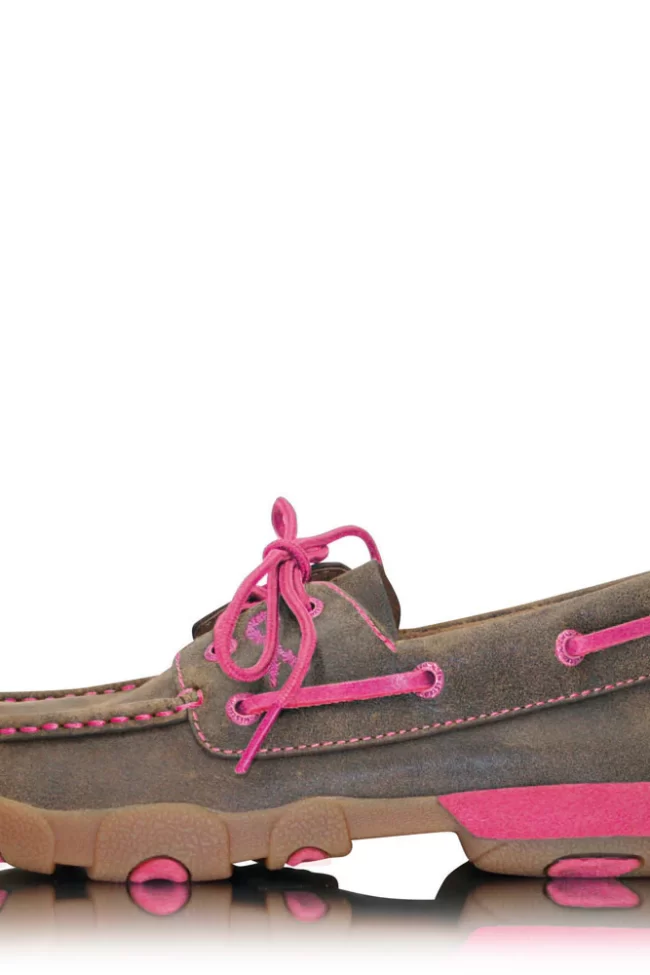 Twisted X Women's Breast Cancer Awareness Pink Ribbon Mocs Lace Up